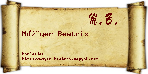 Máyer Beatrix névjegykártya