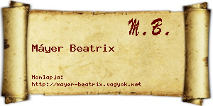 Máyer Beatrix névjegykártya